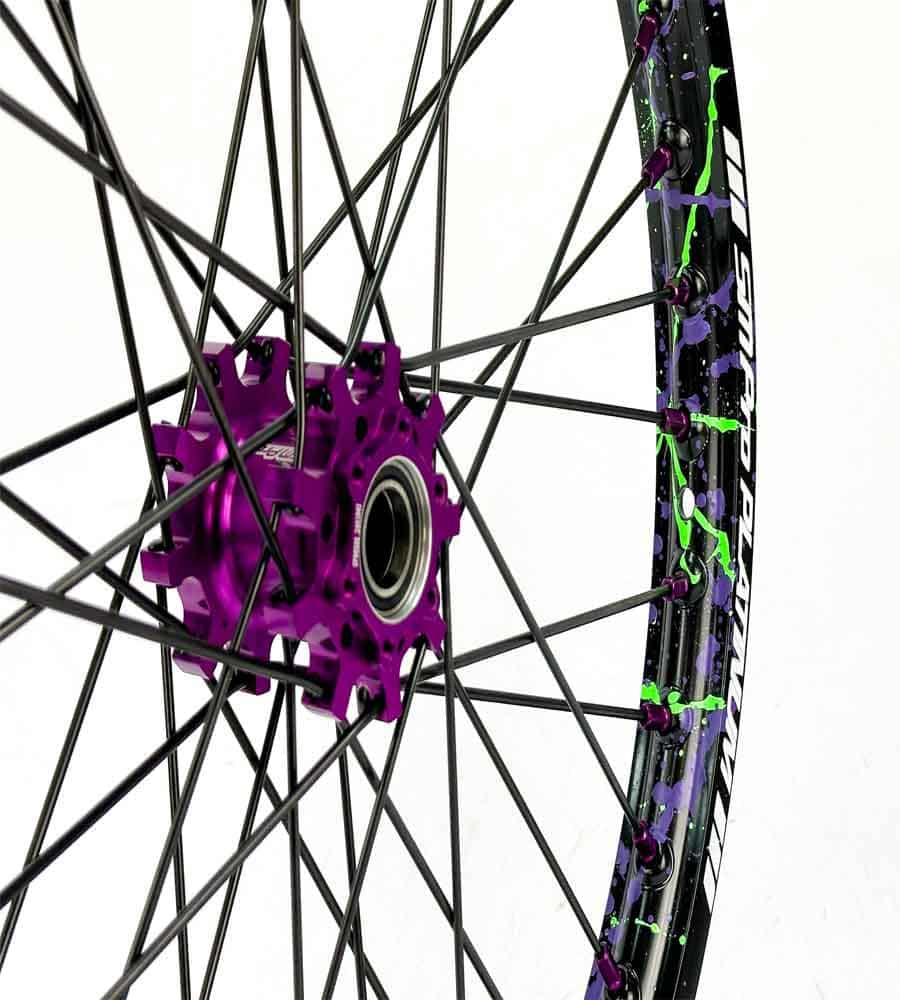 SM Pro Light Bee Wheelset – Splatterkote and Purple Nipples - EVFREAKSSM Pro Light Bee Wheelset – Splatterkote and Purple Nipples