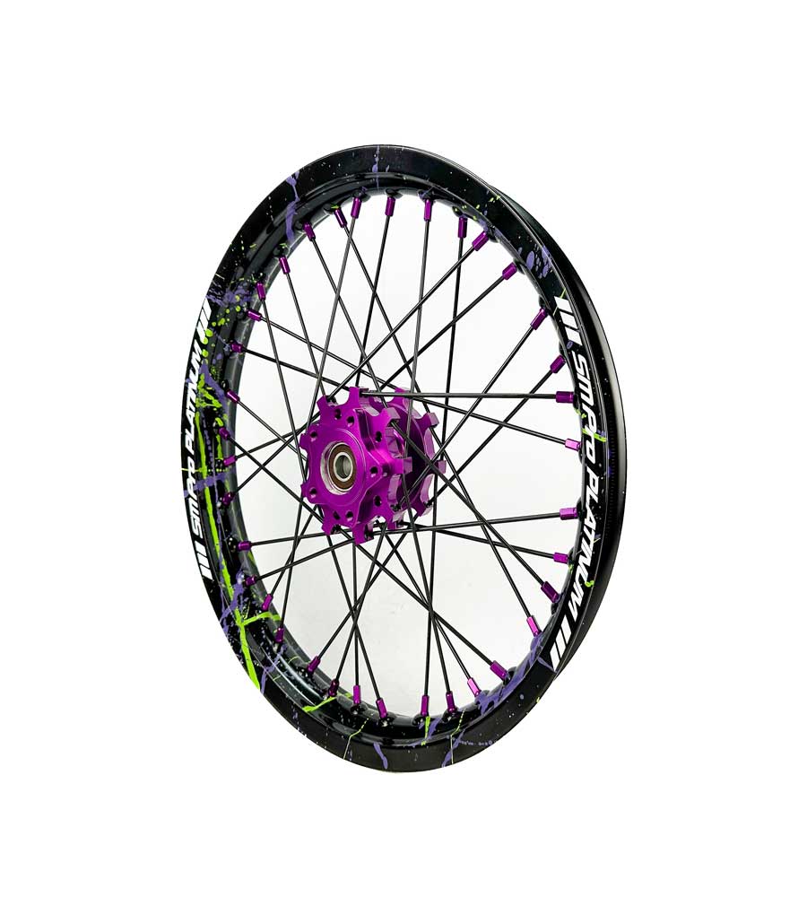 SM Pro Light Bee Wheelset – Zombie Green Splatterkote and Purple Nipples - EVFREAKSSM Pro Light Bee Wheelset – Zombie Green Splatterkote and Purple Nipples