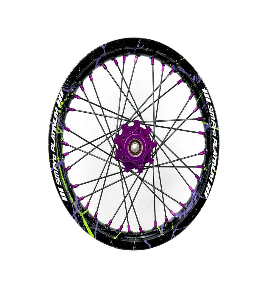 SM Pro Light Bee Wheelset – Zombie Green Splatterkote and Purple Nipples - EVFREAKSSM Pro Light Bee Wheelset – Zombie Green Splatterkote and Purple Nipples