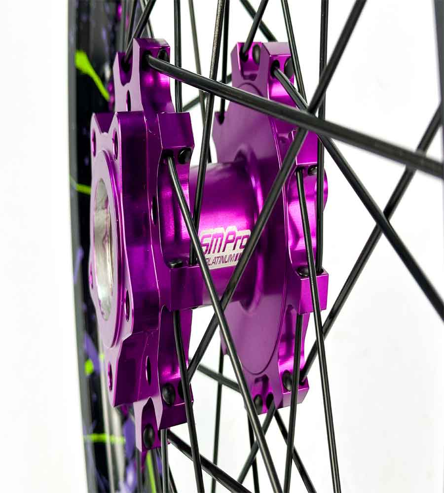 SM Pro Light Bee Wheelset – Zombie Green Splatterkote and Purple Nipples - EVFREAKSSM Pro Light Bee Wheelset – Zombie Green Splatterkote and Purple Nipples