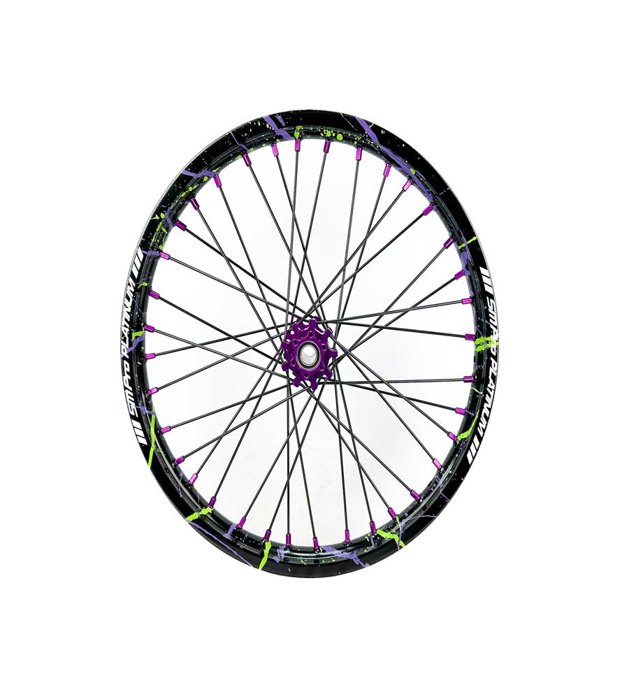 SM Pro Light Bee Wheelset – Zombie Green Splatterkote and Purple Nipples - EVFREAKSSM Pro Light Bee Wheelset – Zombie Green Splatterkote and Purple Nipples