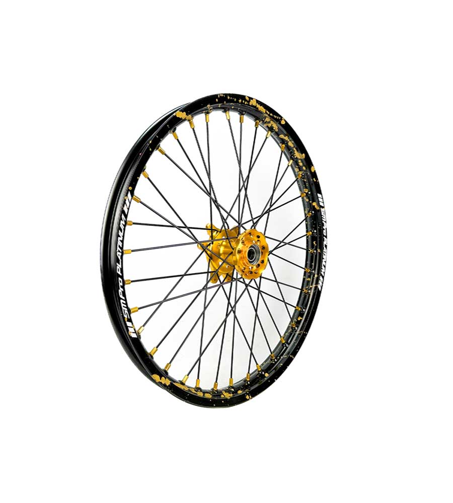 SM Pro Ultra Bee Wheels – Splatterkote Black with Gold Splatter and Matte Spokes - EVFREAKSSM Pro Ultra Bee Wheels – Splatterkote Black with Gold Splatter and Matte Spokes
