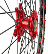 SM Pro Ultra Bee Wheels – Splatterkote Black With Red Splatter and Matte Spokes - EVFREAKSSM Pro Ultra Bee Wheels – Splatterkote Black With Red Splatter and Matte Spokes