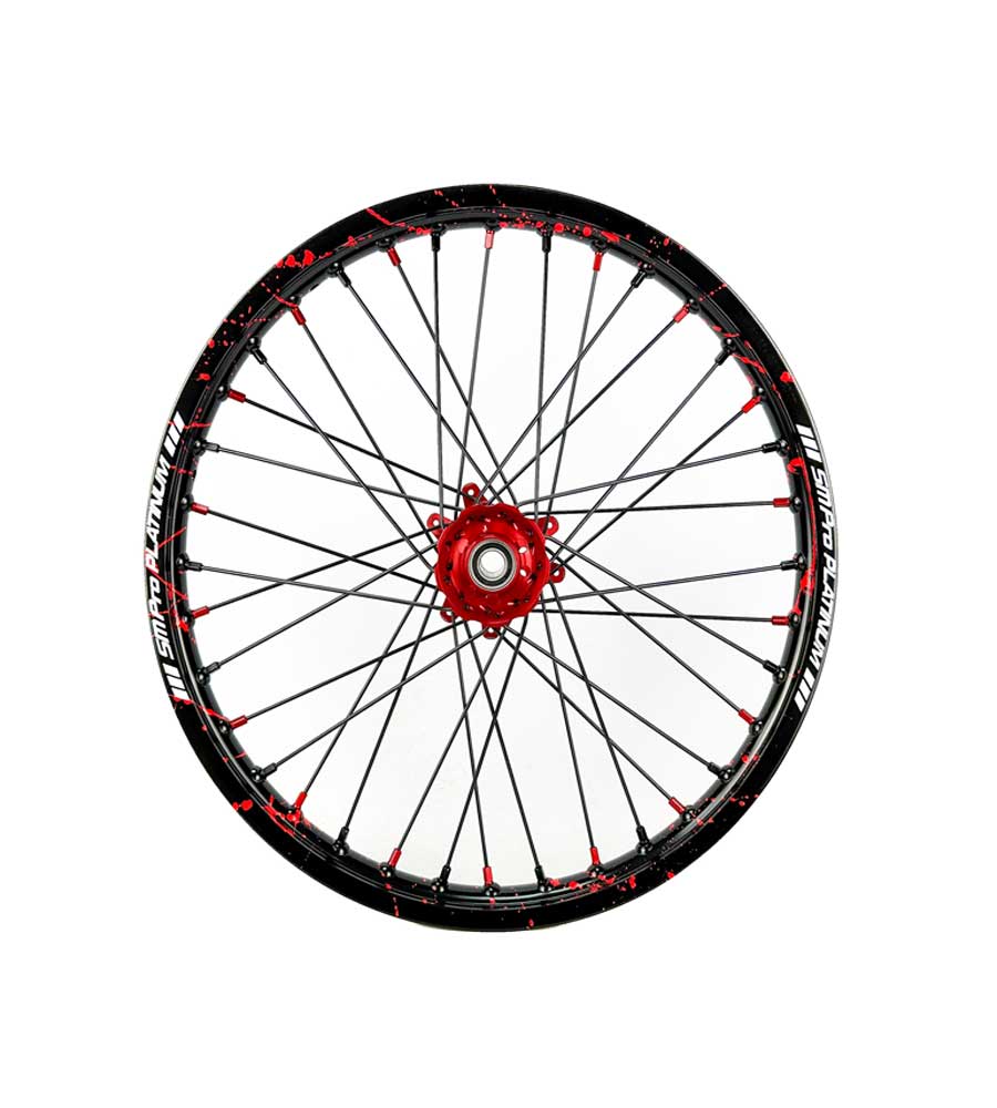 SM Pro Ultra Bee Wheels – Splatterkote Black With Red Splatter and Matte Spokes - EVFREAKSSM Pro Ultra Bee Wheels – Splatterkote Black With Red Splatter and Matte Spokes