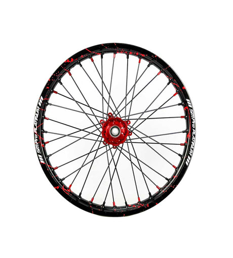 SM Pro Ultra Bee Wheels – Splatterkote Black With Red Splatter and Matte Spokes - EVFREAKSSM Pro Ultra Bee Wheels – Splatterkote Black With Red Splatter and Matte Spokes
