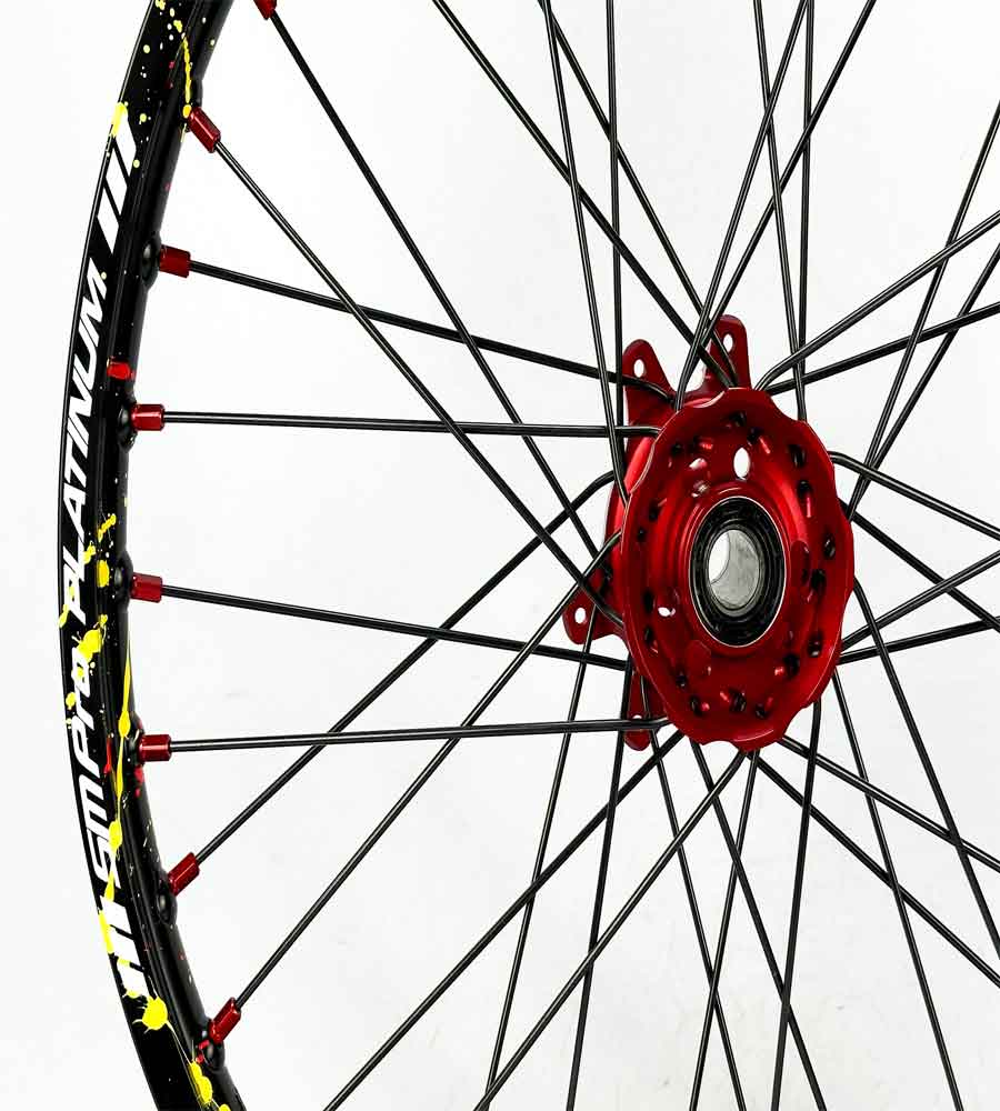 SM Pro Ultra Bee Wheels – USMC Red Sunflower Yellow Rim and Black Spokes - EVFREAKSSM Pro Ultra Bee Wheels – USMC Red Sunflower Yellow Rim and Black Spokes
