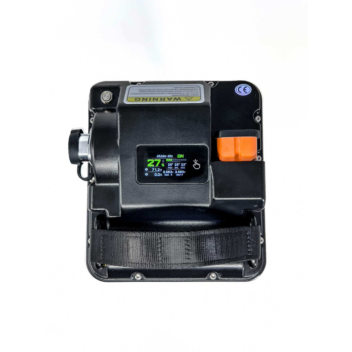 Top lcd dispaly of the VoltGrade Sur Ron Light Bee 72v 45ah battery upgrade